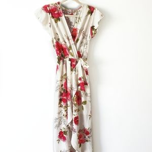 ⭐White and Pink Hi-Lo Floral midi dress size small